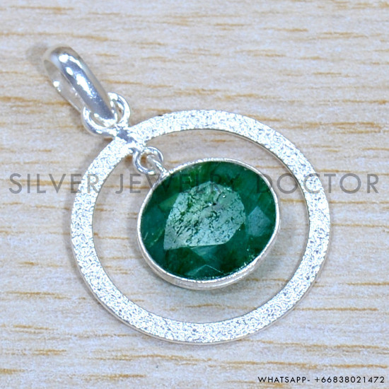 Emerald 925 Sterling Silver Pendant (SJWP-1226)