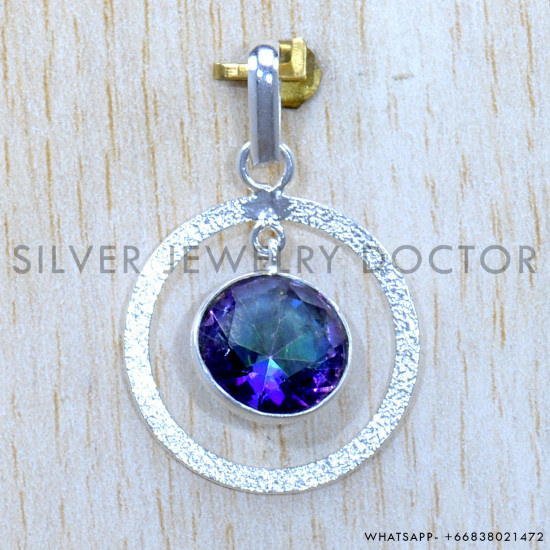 Mystic Topaz 925 Sterling Silver Pendant (SJWP-1230)