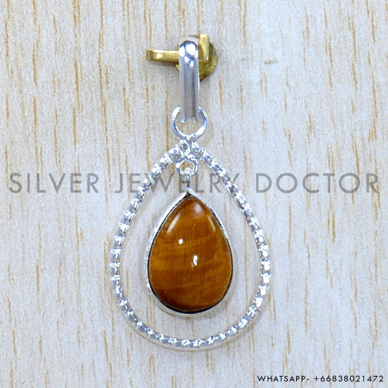 Tiger Eye 925 Sterling Silver Pendant (SJWP-1231)