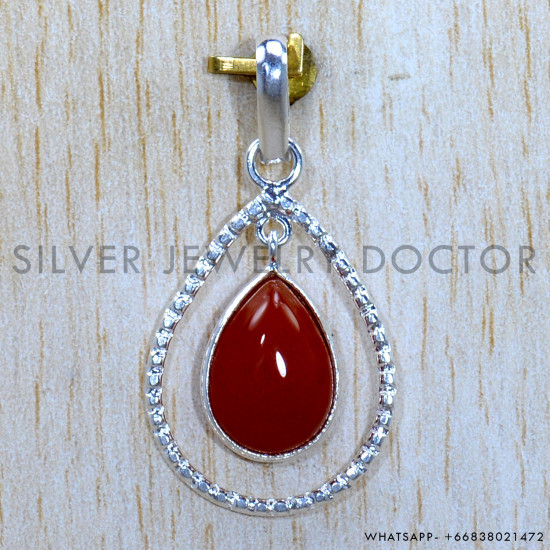 Carnelian 925 Sterling Silver Pendant (SJWP-1233)