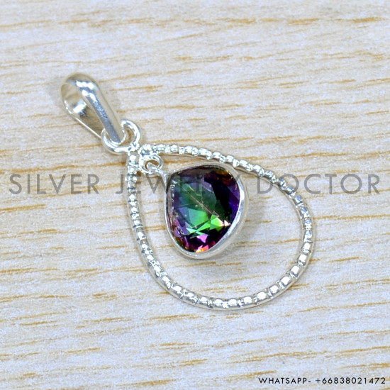 Mystic Topaz 925 Sterling Silver Pendant (SJWP-1235)