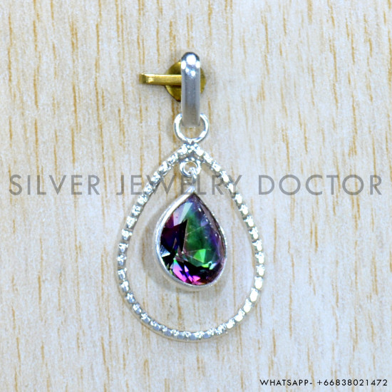 Mystic Topaz 925 Sterling Silver Pendant (SJWP-1235)