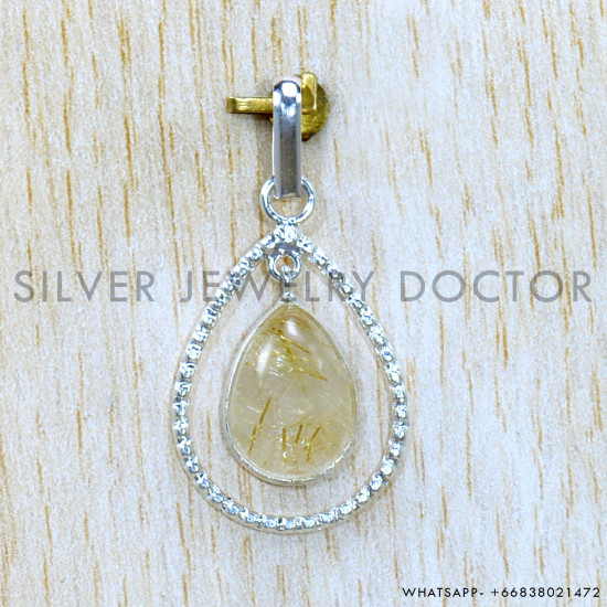 Golden Rutile 925 Sterling Silver Pendant (SJWP-1240)