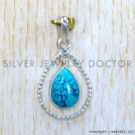 Turquoise 925 Sterling Silver Pendant (SJWP-1243)