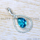 Blue Topaz 925 Sterling Silver Pendant (SJWP-1244)