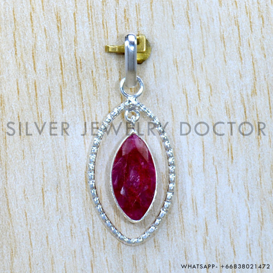 Ruby 925 Sterling Silver Pendant (SJWP-1245)