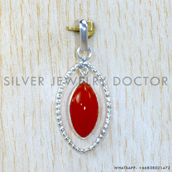 Carnelian 925 Sterling Silver Pendant (SJWP-1246)