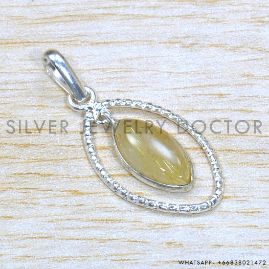 Golden Rutile 925 Sterling Silver Pendant (SJWP-1247)