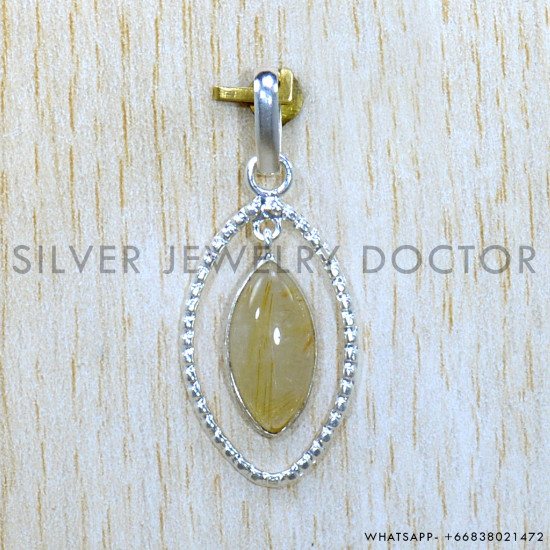 Golden Rutile 925 Sterling Silver Pendant (SJWP-1247)