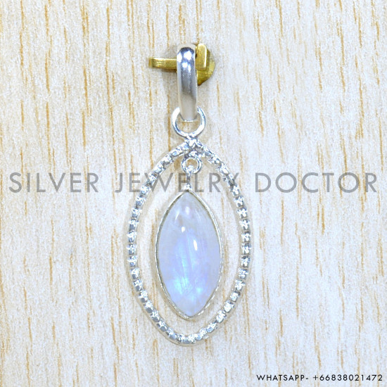 Rainbow Moonstone 925 Sterling Silver Pendant (SJWP-1249)