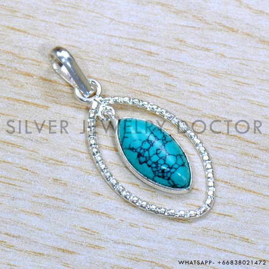 Turquoise 925 Sterling Silver Pendant (SJWP-1251)