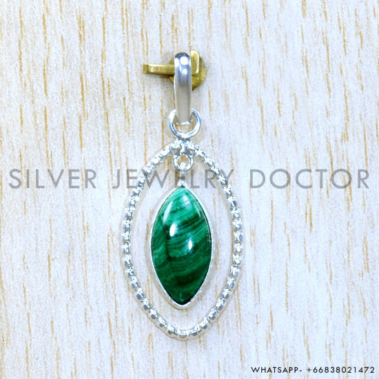 Malachite 925 Sterling Silver Pendant (SJWP-1252)