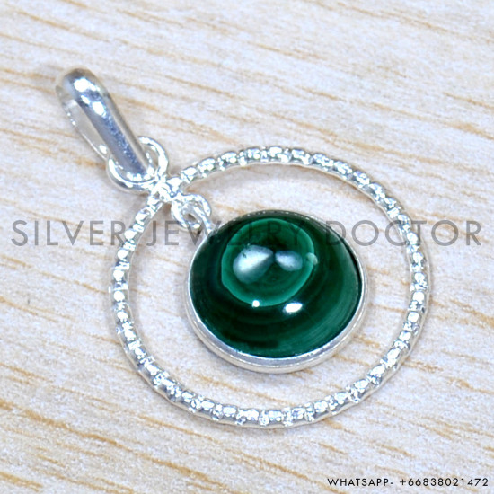 Malachite 925 Sterling Silver Pendant (SJWP-1256)