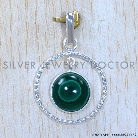 Malachite 925 Sterling Silver Pendant (SJWP-1256)