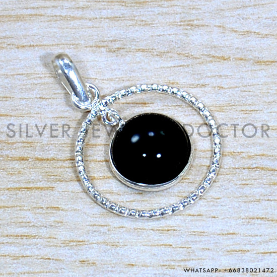 Black Onyx 925 Sterling Silver Pendant (SJWP-1260)