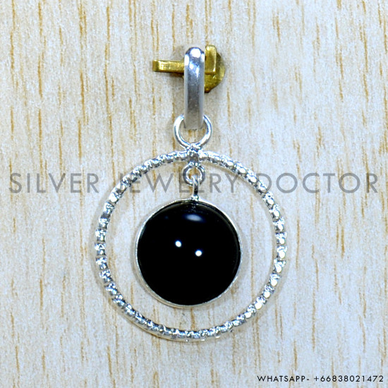 Black Onyx 925 Sterling Silver Pendant (SJWP-1260)