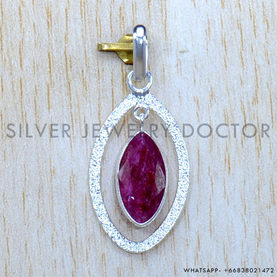 Ruby 925 Sterling Silver Pendant (SJWP-1266)