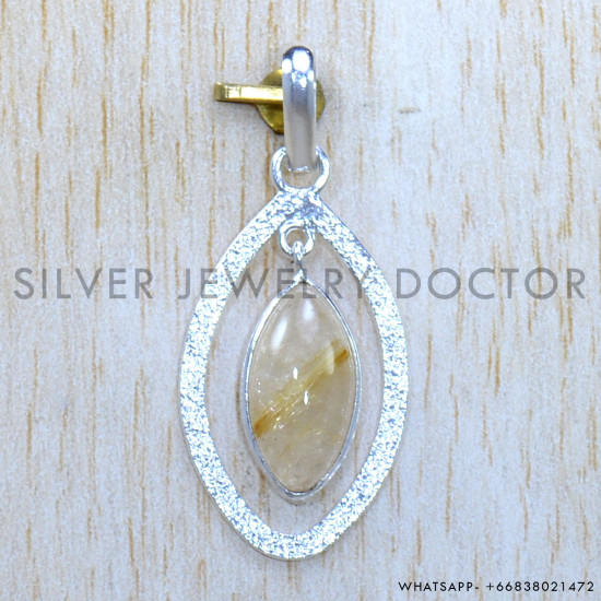 Golden Rutile 925 Sterling Silver Pendant (SJWP-1267)