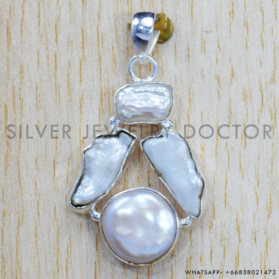 Pearl 925 Sterling Silver Pendant (SJWP-127) Pearl 925 Sterling Silver Pendant (SJWP-127)