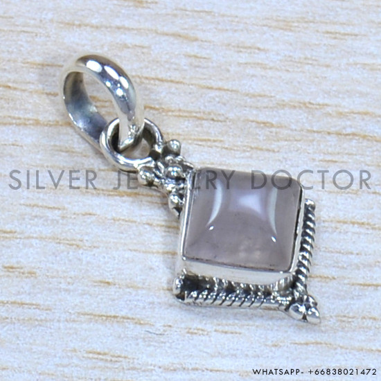 Rose Quartz 925 Sterling Silver Pendant (SJWP-1276)