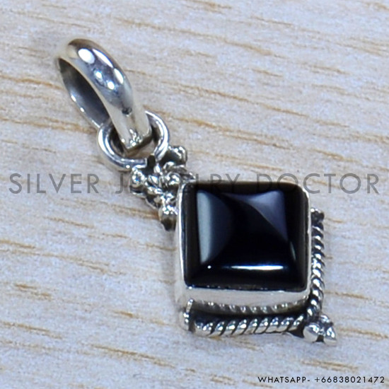 Black Onyx 925 Sterling Silver Pendant (SJWP-1277)