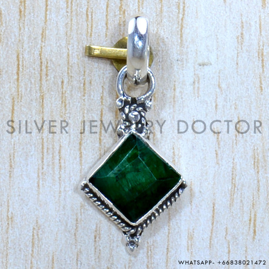 Emerald 925 Sterling Silver Pendant (SJWP-1279)