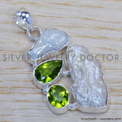 Peridot 925 Sterling Silver Pendant (SJWP-131)