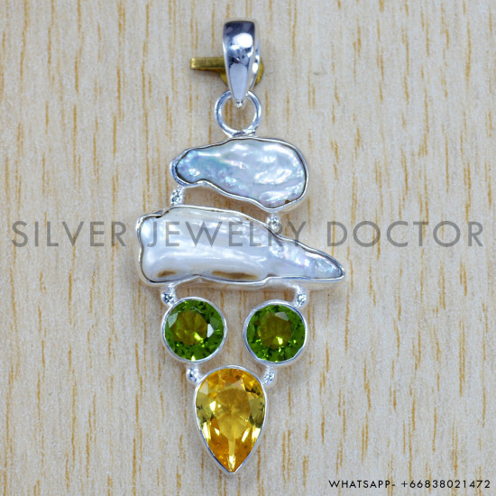 Citrine 925 Sterling Silver Pendant (SJWP-133) Citrine 925 Sterling Silver Pendant (SJWP-133)