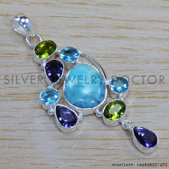 Larimar 925 Sterling Silver Pendant (SJWP-134) Larimar 925 Sterling Silver Pendant (SJWP-134)