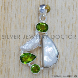 Peridot 925 Sterling Silver Pendant (SJWP-136) Peridot 925 Sterling Silver Pendant (SJWP-136)