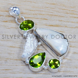 Peridot 925 Sterling Silver Pendant (SJWP-136)