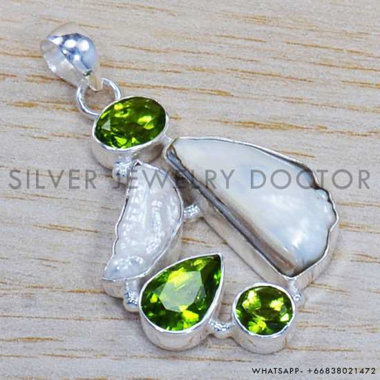 Peridot 925 Sterling Silver Pendant (SJWP-136) Peridot 925 Sterling Silver Pendant (SJWP-136)