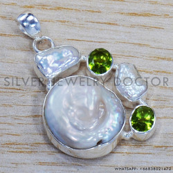 Peridot 925 Sterling Silver Pendant (SJWP-138)