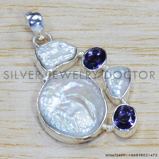 Amethyst 925 Sterling Silver Pendant (SJWP-139) Amethyst 925 Sterling Silver Pendant (SJWP-139)