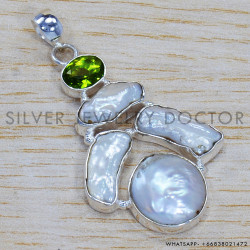 Peridot 925 Sterling Silver Pendant (SJWP-142)
