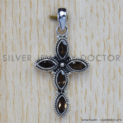 Smoky Quartz 925 Sterling Silver Pendant (SJWP-143) Smoky Quartz 925 Sterling Silver Pendant (SJWP-143)