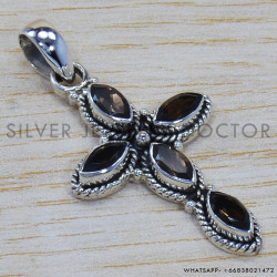 Smoky Quartz 925 Sterling Silver Pendant (SJWP-143)