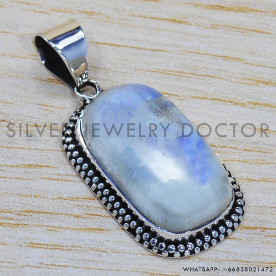 Rainbow Moonstone 925 Sterling Silver Pendant (SJWP-146) Rainbow Moonstone 925 Sterling Silver Pendant (SJWP-146)