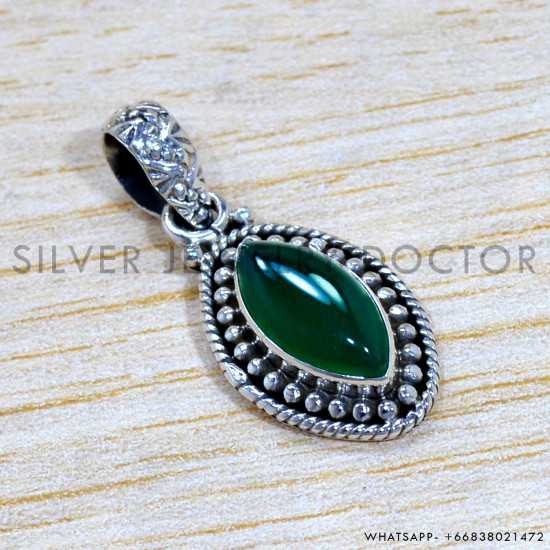 Green Onyx 925 Sterling Silver Pendant (SJWP-1476) Green Onyx 925 Sterling Silver Pendant (SJWP-1476)