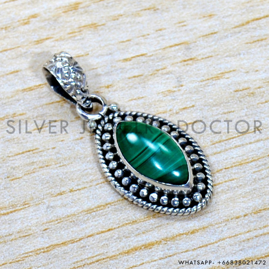 Malachite 925 Sterling Silver Pendant (SJWP-1477) Malachite 925 Sterling Silver Pendant (SJWP-1477)