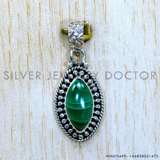 Malachite 925 Sterling Silver Pendant (SJWP-1477) Malachite 925 Sterling Silver Pendant (SJWP-1477)