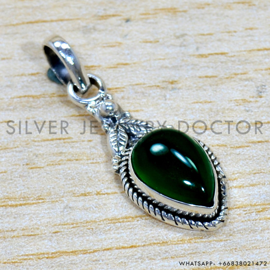 Green Onyx 925 Sterling Silver Pendant (SJWP-1480) Green Onyx 925 Sterling Silver Pendant (SJWP-1480)
