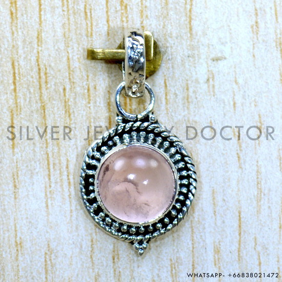 Rose Quartz 925 Sterling Silver Pendant (SJWP-1481)