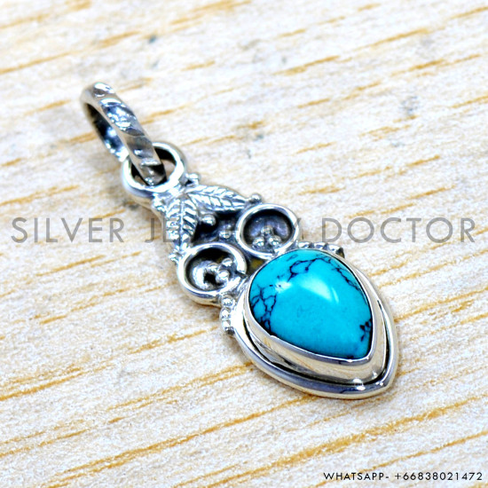Turquoise 925 Sterling Silver Pendant (SJWP-1486) Turquoise 925 Sterling Silver Pendant (SJWP-1486)
