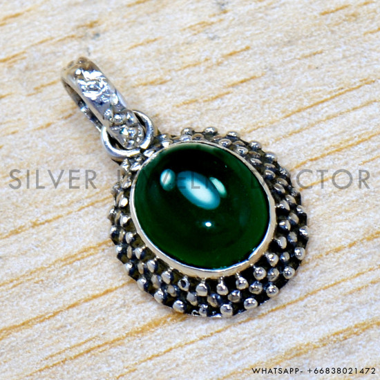 Green Onyx 925 Sterling Silver Pendant (SJWP-1488) Green Onyx 925 Sterling Silver Pendant (SJWP-1488)