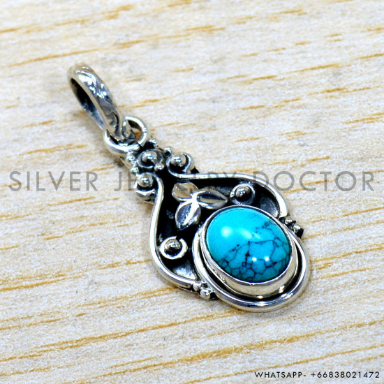 Turquoise 925 Sterling Silver Pendant (SJWP-1491) Turquoise 925 Sterling Silver Pendant (SJWP-1491)
