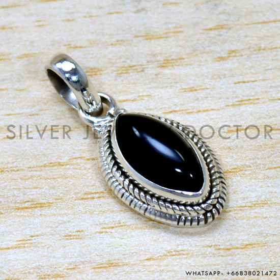 Black Onyx 925 Sterling Silver Pendant (SJWP-1510) Black Onyx 925 Sterling Silver Pendant (SJWP-1510)
