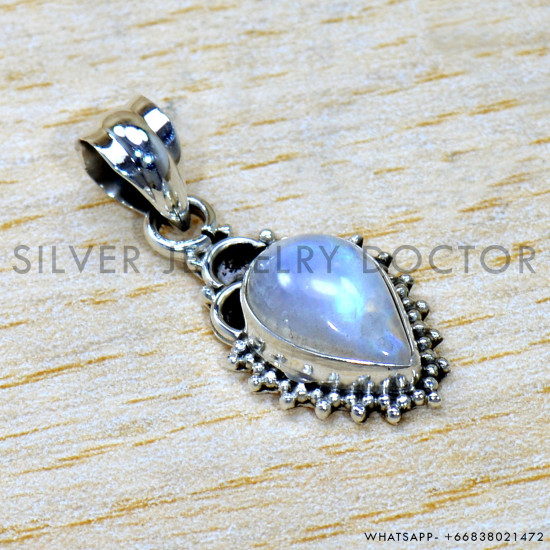 Rainbow Moonstone 925 Sterling Silver Pendant (SJWP-1511) Rainbow Moonstone 925 Sterling Silver Pendant (SJWP-1511)
