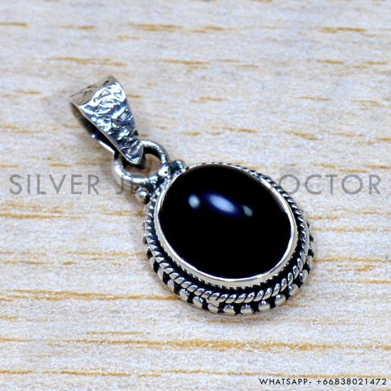 Black Onyx 925 Sterling Silver Pendant (SJWP-1517) Black Onyx 925 Sterling Silver Pendant (SJWP-1517)