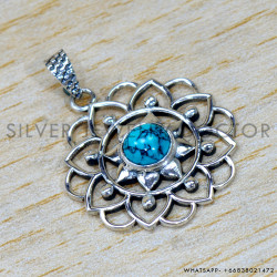 Turquoise 925 Sterling Silver Pendant (SJWP-1518) Turquoise 925 Sterling Silver Pendant (SJWP-1518)